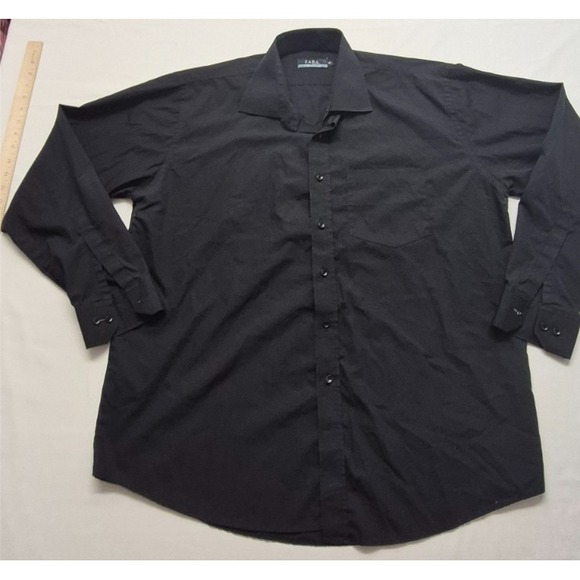 Zara for Men men's black button up long sleeve dress shirt sz.‎ 17.5 Fine Cotton - Picture 2 of 9